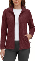 MAGCOMSEN Womens Fleece Zip Up Jacket with Pockets Lightweight Soft Coat