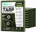 8 Pack 6 x 8 ft Army Green Tarps, 5.5 Mil Heavy Duty Waterproof Tarp