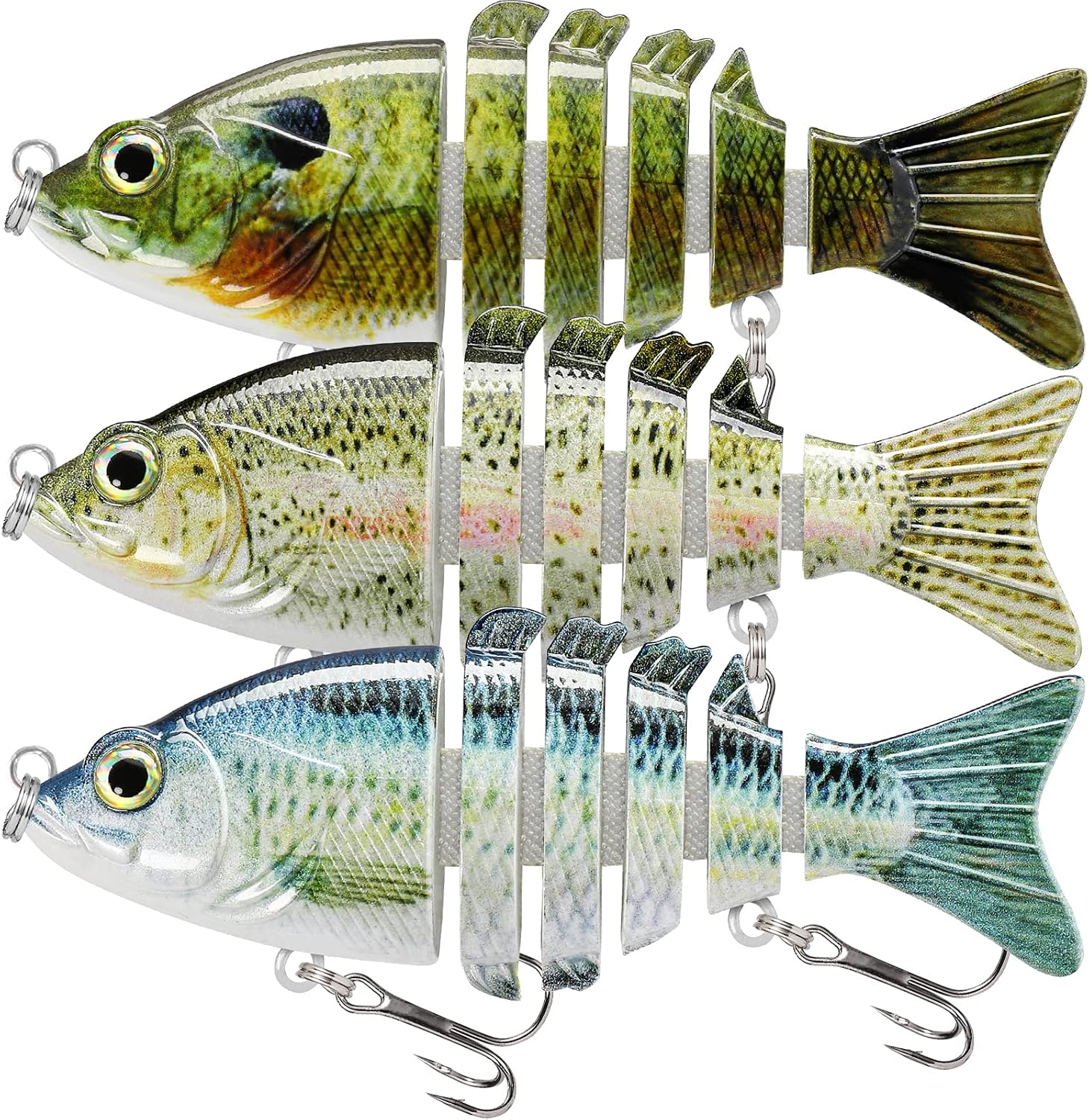 TRUSCEND Swimmax Easy Catch Fishing Lures with BKK Hooks, Wiggling, Vibrating, Rattling and Gurgling for More Bites, Heavy-Duty Dyneema Fiber Jointed Swimbaits for Bass, Trout, Crappie, Walleye, Pike