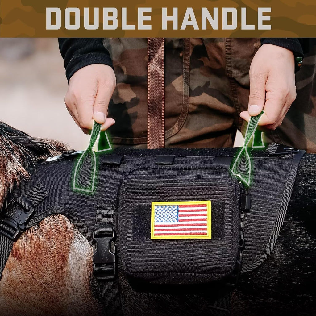 Forestpaw Tactical Dog Harness for Medium Dogs,Service Dog Vest,M,Black