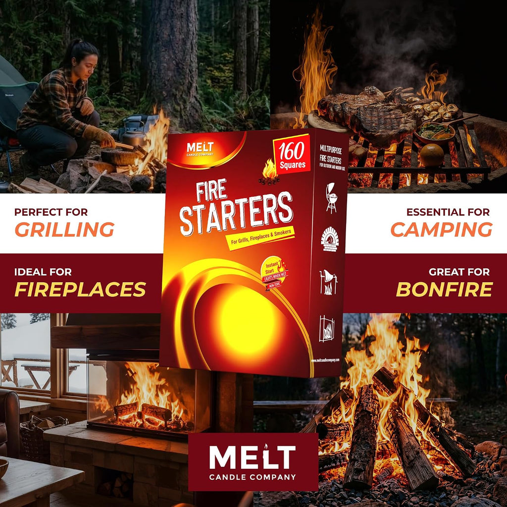 Melt Candle Fire Starter (160 Cubes) for Indoor Fireplace & Wood Stove