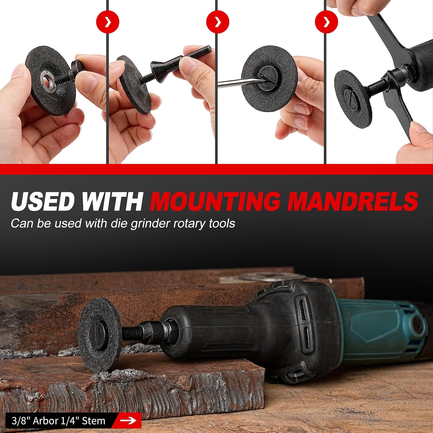 SI FANG 2 inch Die Grinder Grinding Wheels with 1/4" Mandrel 16 Pack