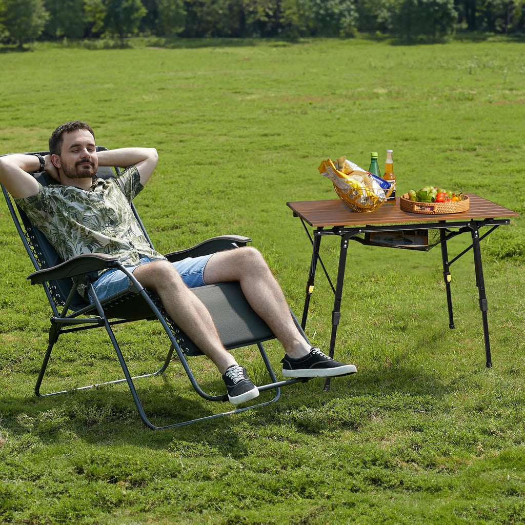 Portal Camping Table, Folding Aluminum Outdoor Table with Mesh Layer