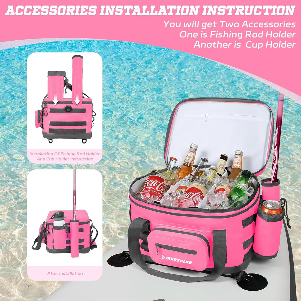 MORXPLOR Waterproof Shell 24 cans Paddle Board Cooler Bag, Sup Deck,Kayak Cooler Bag Accessories