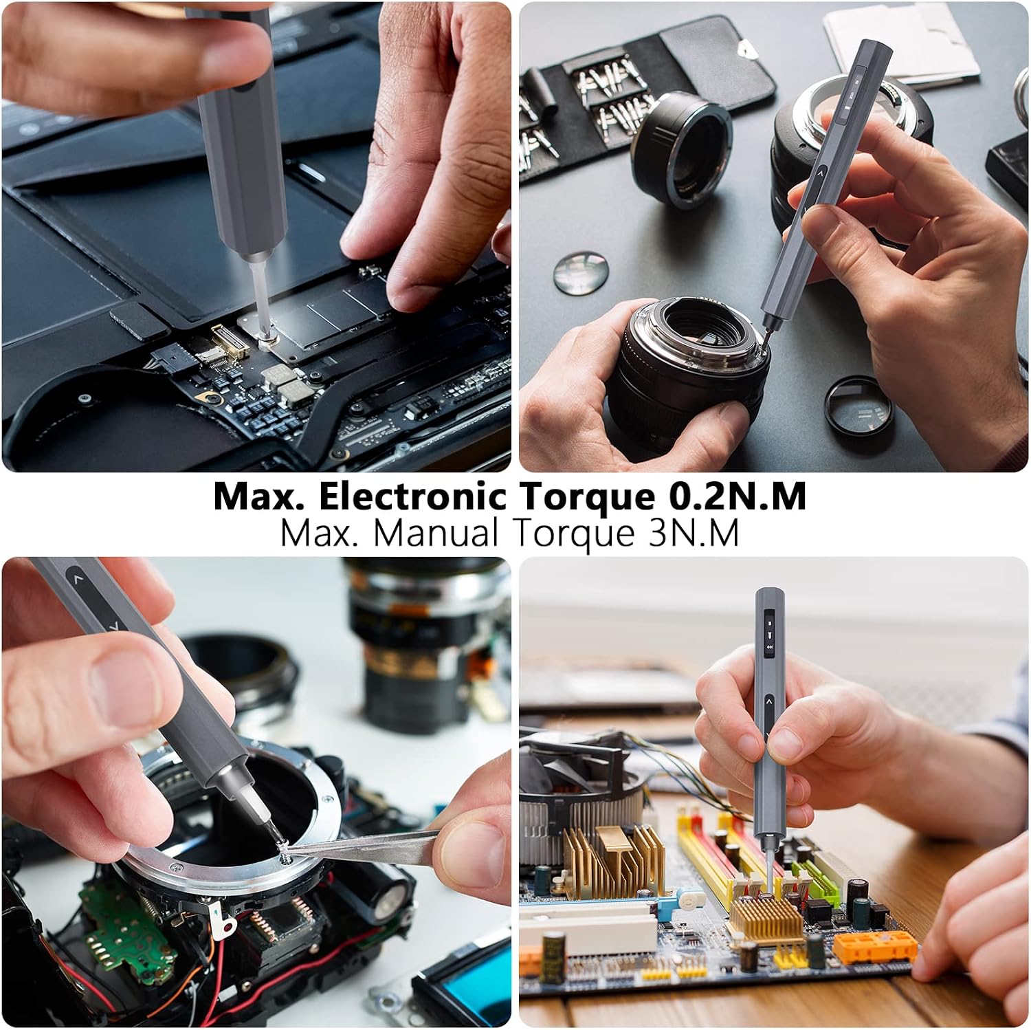 Precision Screwdriver Set, 5 Gear Torque, Mini Electric Screwdriver with OLED Screen, Small Screwdriver Set Rechargeable with 48 multifunctional bits and shadowless LED lights