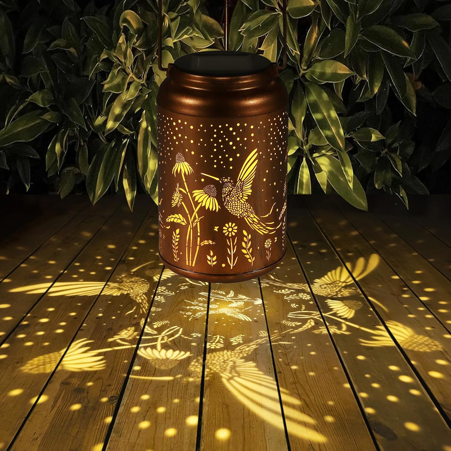2 Pack Solar Lanterns Outdoor Waterproof Hummingbird Garden Decor