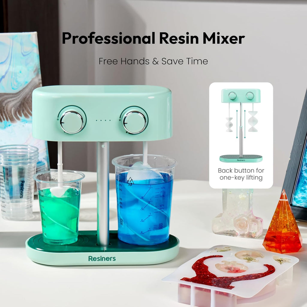 Resiners Dual-Head Resin Mixer, Airflow Pro Max Rechargeable Epoxy Mixer