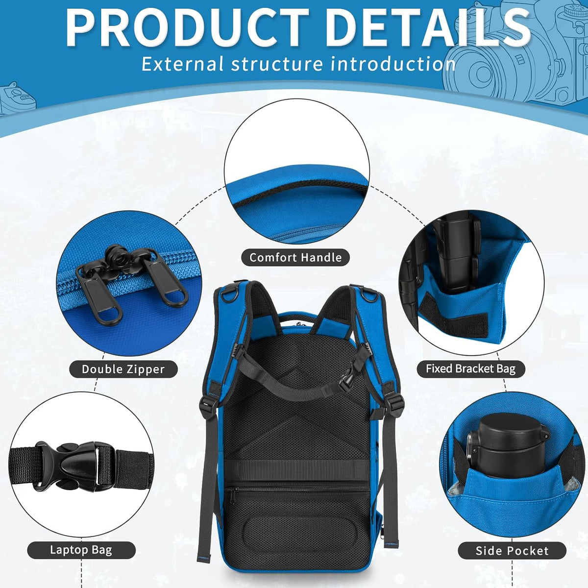 TORIBIO Large Hardshell Camera Backpack DSLR/SLR/Mirrorless Photography Bag