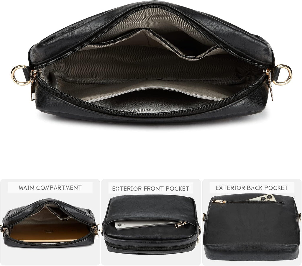 Women's Leather Crossbody Bag Zipper Shoulder Camera Purse