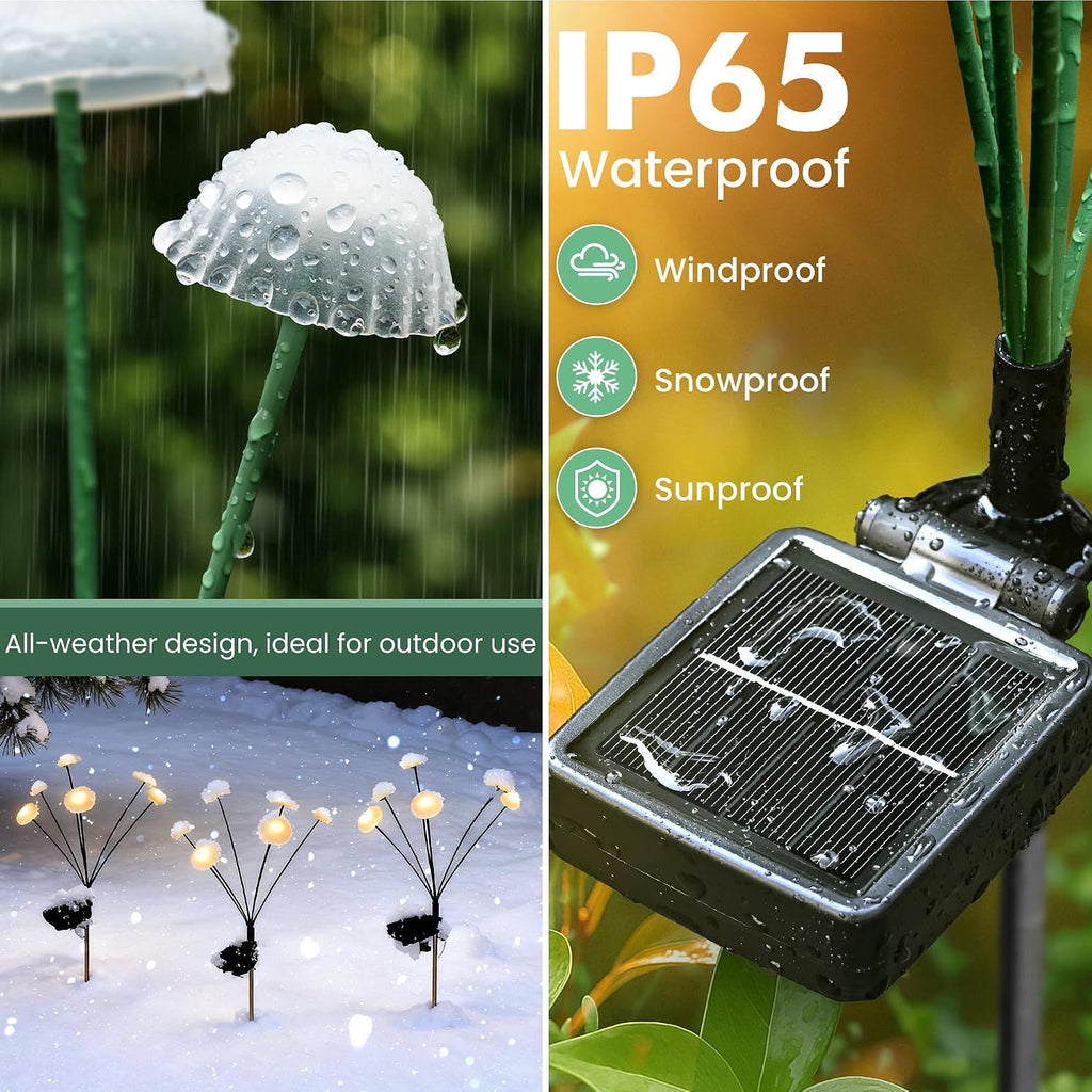 Solar Garden Lights, 2pack Swaying Mushroom Solar Lights