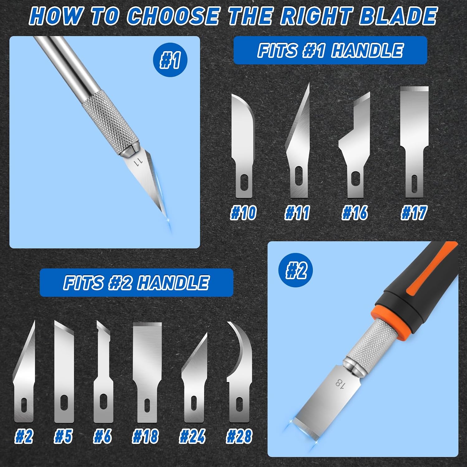 DIYSELF 100 Pack Hobby Knife Blades #18, Carbon Steel Chisel Blades