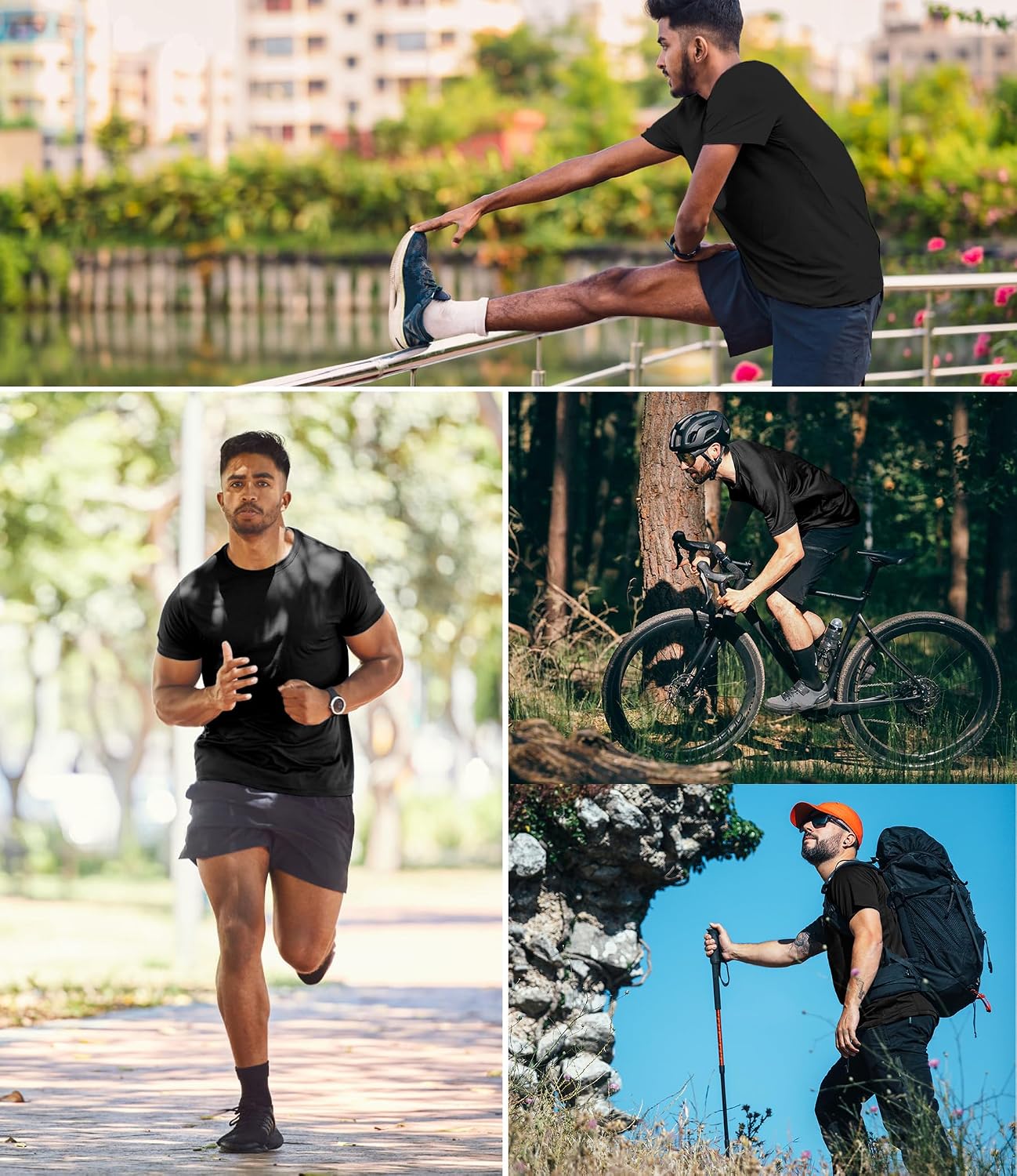Kinglaman 1/4/5/6 Pack Men's Workout Gym Dry Fit Short Sleeve T Shirts
