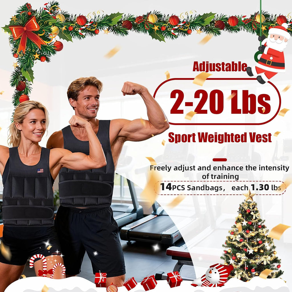 Wolliwa Adjustable Weighted Vest for Men Women,2-30 Lbs Adjustable Weighted Vest with Straps Womens Running Weight Vest for Walking Strength Training Fitness