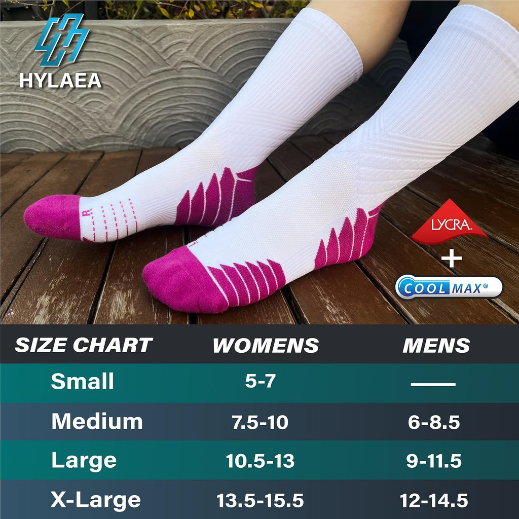 Hylaea Unisex Crew Socks for Running Athletic, Comperssion & No Blisters