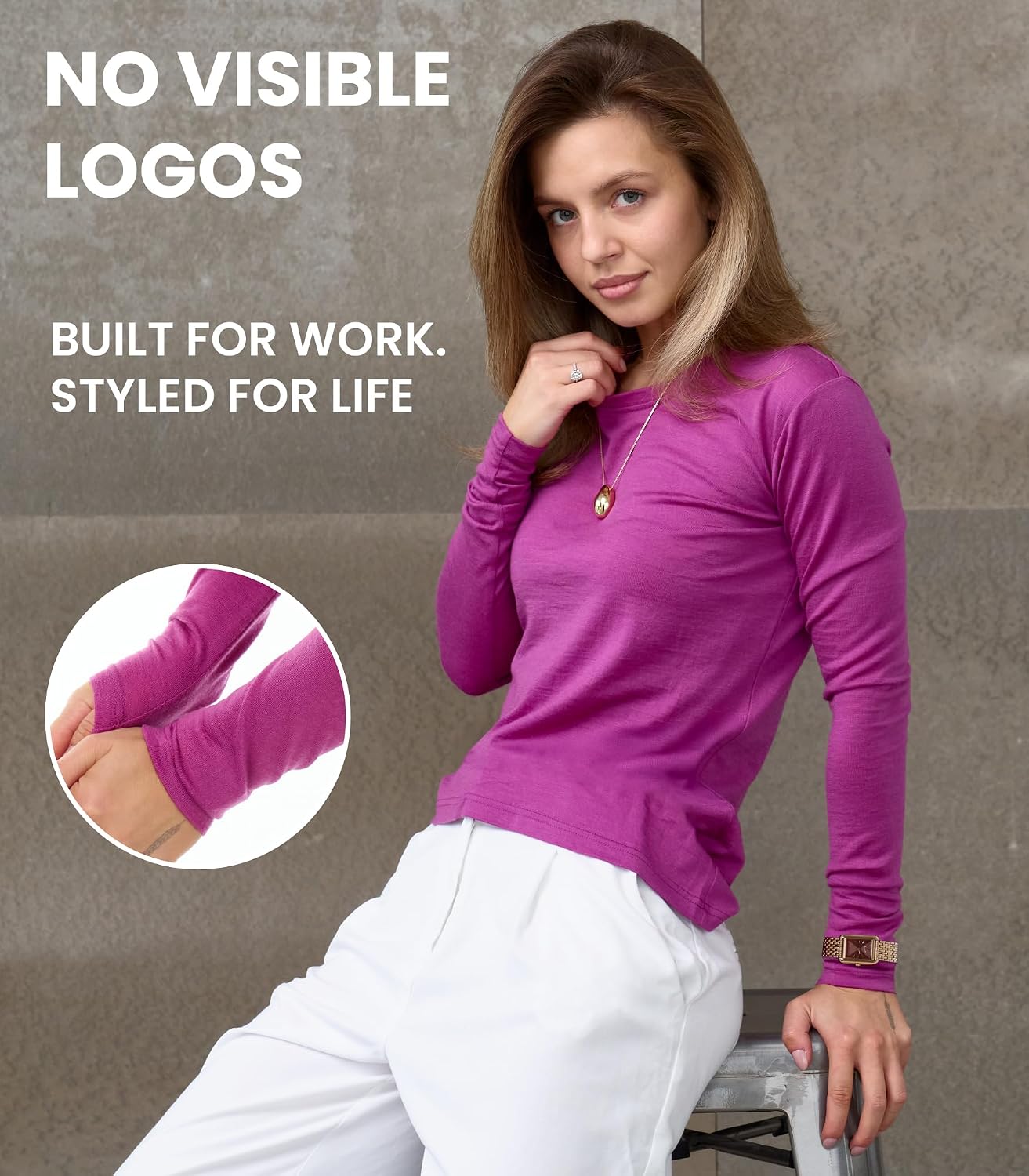 100% Merino Wool Base Layer Women - Thermal Merino Wool Shirt Women