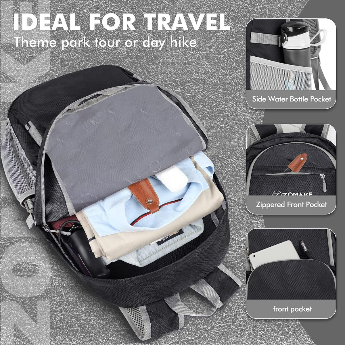 ZOMAKE Lightweight Packable Backpack 30L, Foldable Travel Hiking Daypack