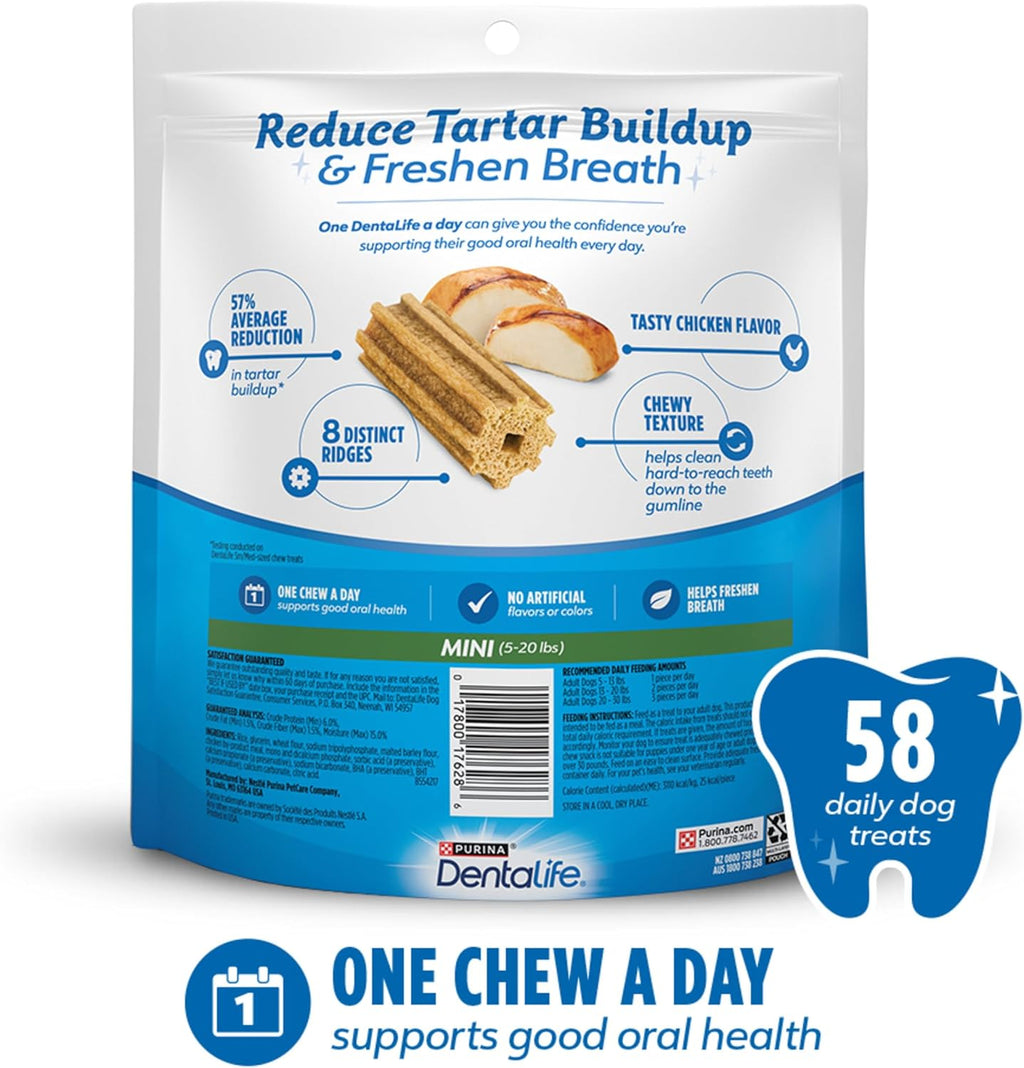 Dentalife Purina Daily Oral Care Dental Dog Treats for Small Dogs, 58 ct