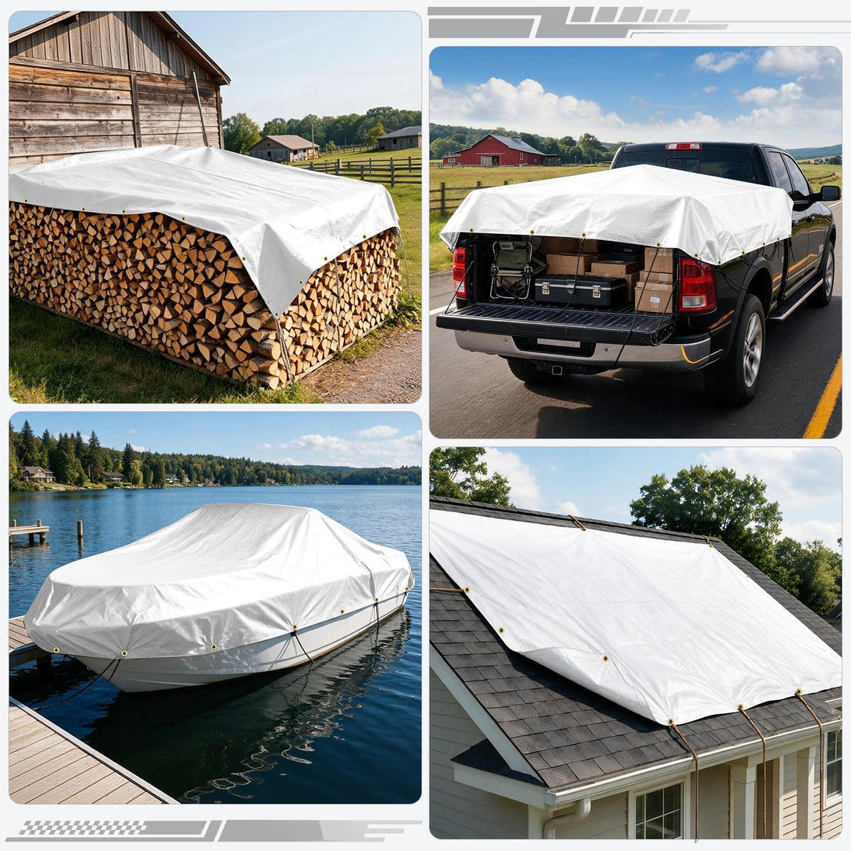 Kesfitt 16 Mil Heavy Duty Waterproof Tarp, 12x20 FT, White