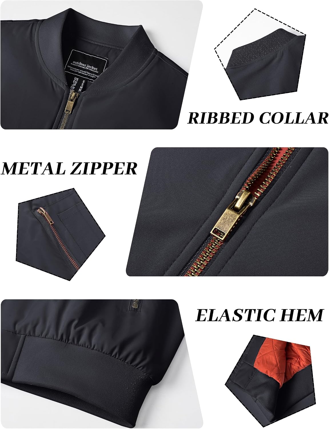 KEFITEVD Men's Bomber Jackets Winter Windbreaker Warm Full Zip Casual Coats