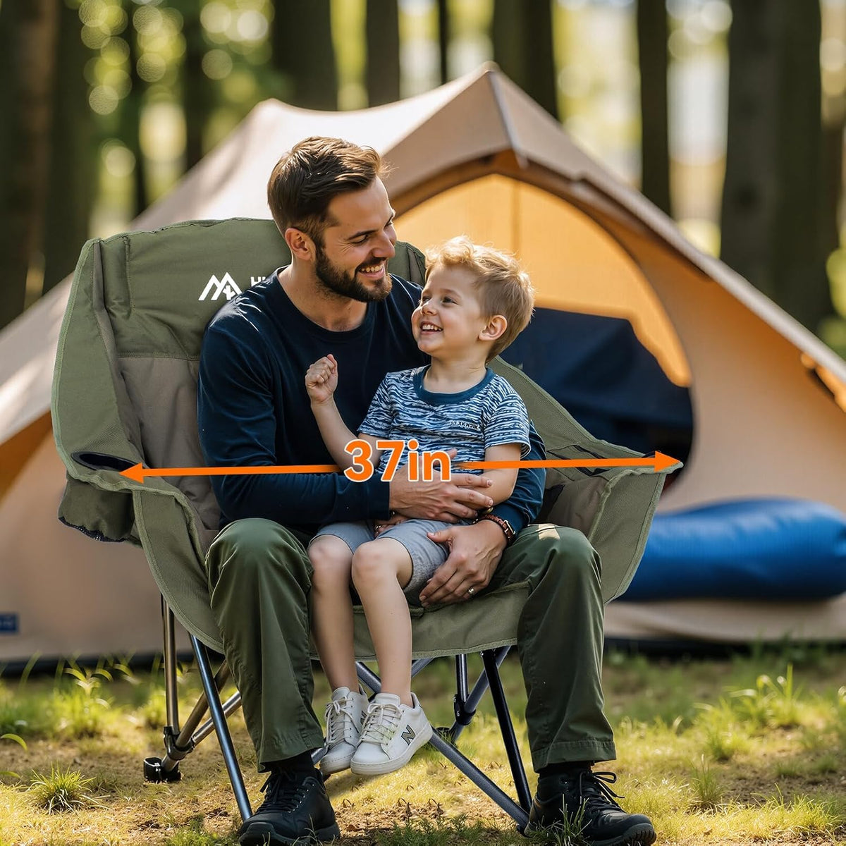 Oversized Camping Chair,Padded Camping Chairs Support 450LBS, Green