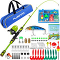 PLUSINNO Kids Fishing Pole with Spincast Reel Telescopic Fishing Rod Combo Full Kits for Boys, Girls, and Adults