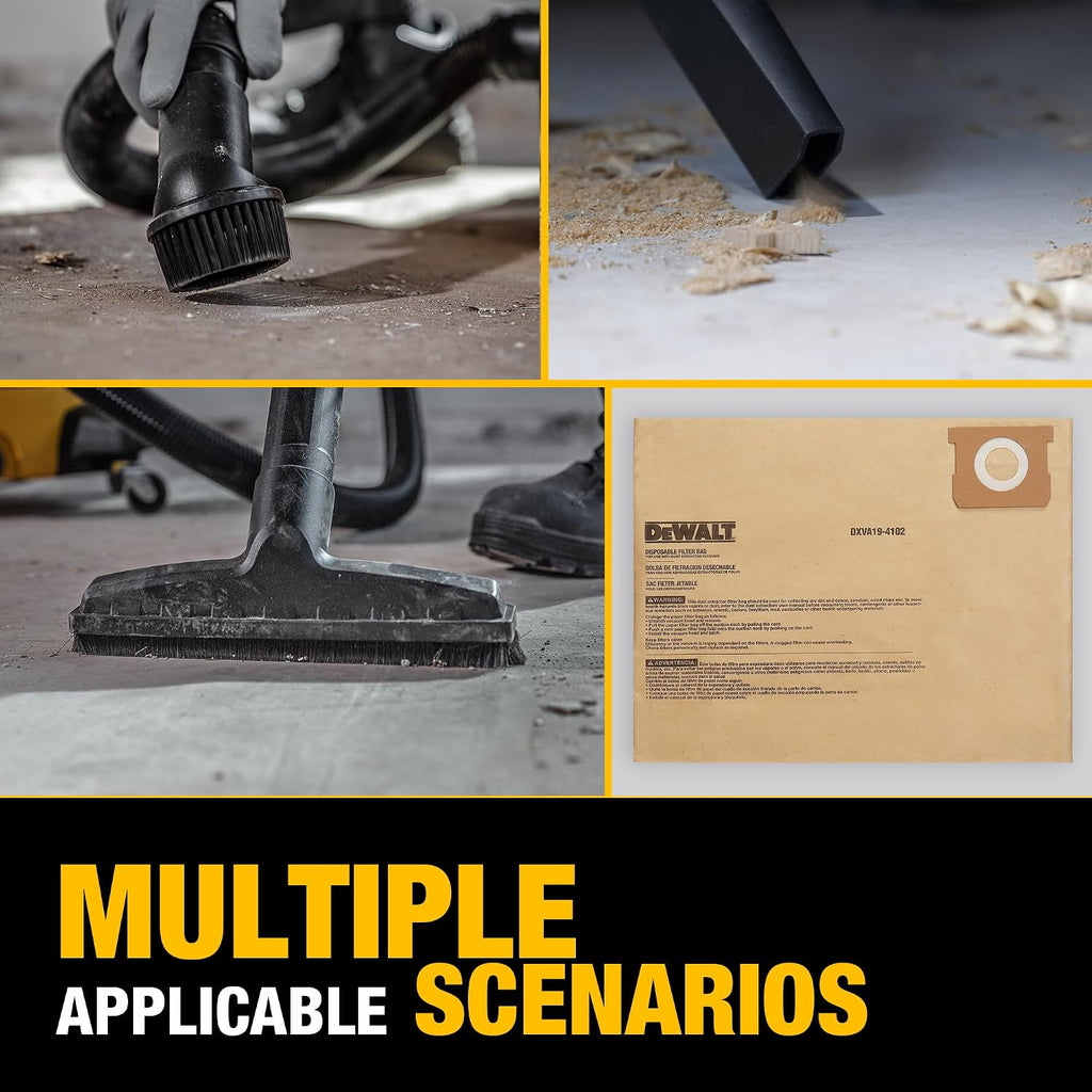 3 Pack DEWALT Dust Bag DXVA19-4102, for 12-16 Gallon Wet/Dry Vacuum, Filter Bag Compatible with DXV12P DXV14P DXV16P DXV16PA DXV16S