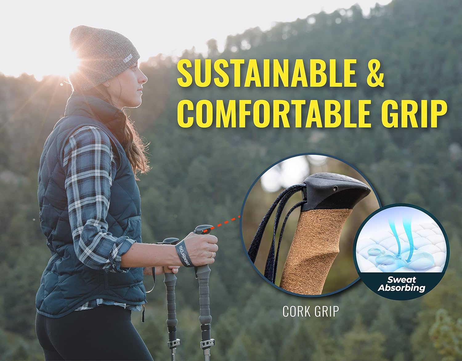 Trekology Trek-Z Cork Grip Collapsible Lightweight Hiking Trekking Poles