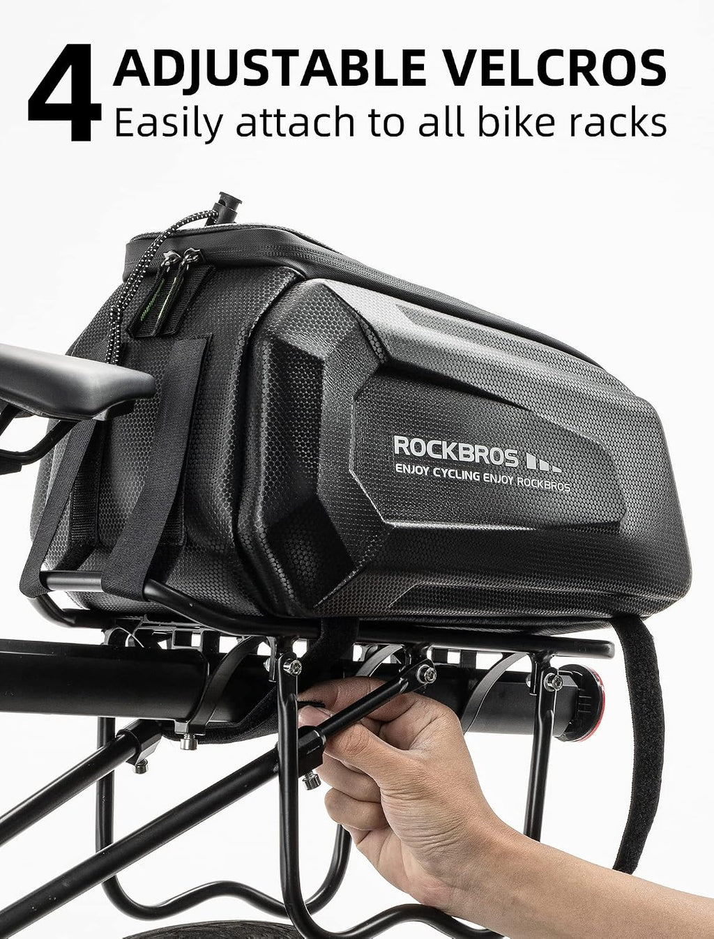 ROCKBROS Bike Rack Bags 9L Hard Shell Trunk Pannier Bag with Rain Cover