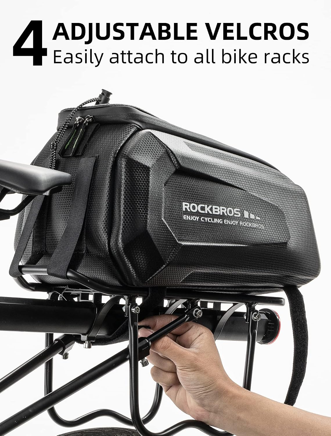 ROCKBROS Bike Rack Bags 9L Hard Shell Trunk Pannier Bag with Rain Cover