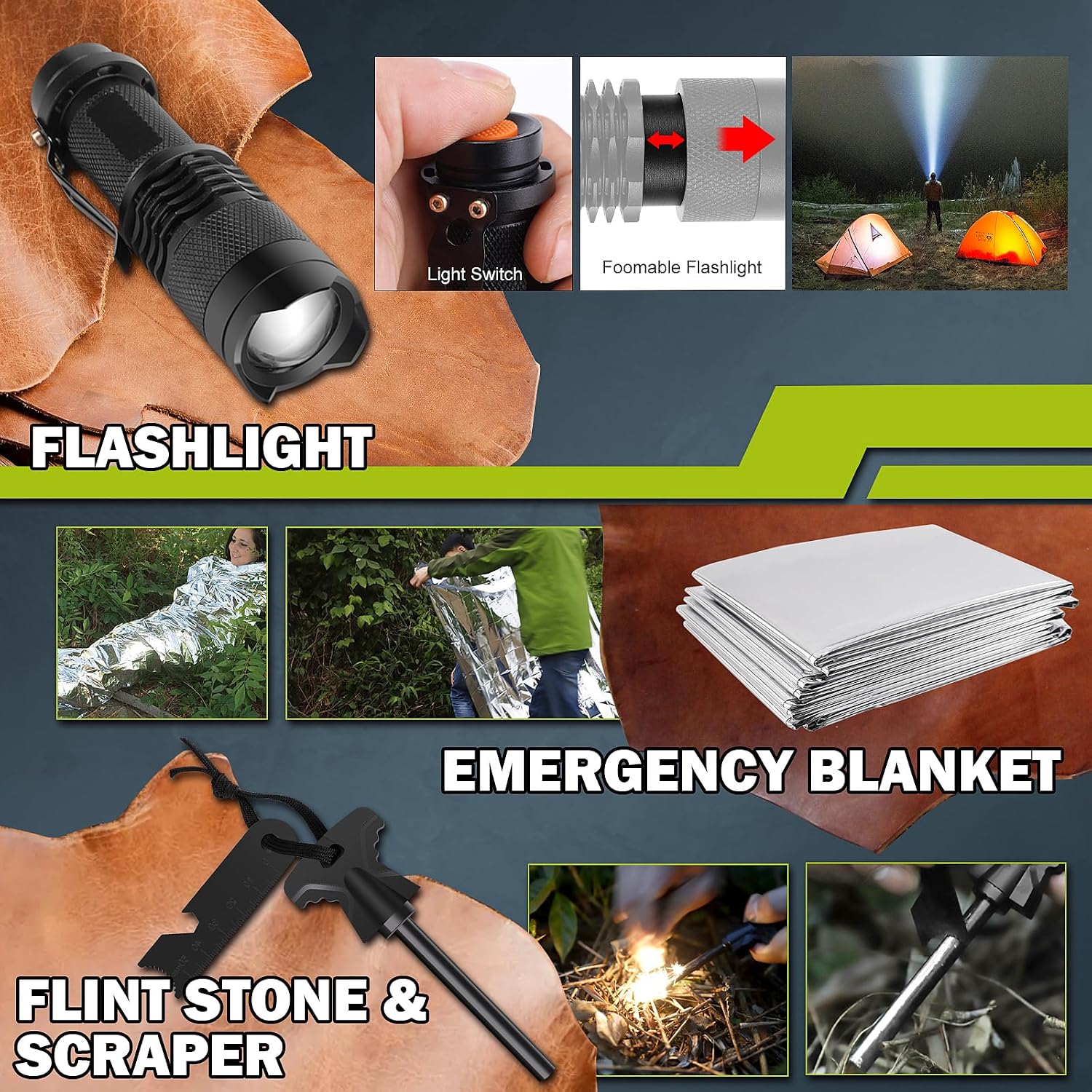 Survival Kit 17 in 1, Survival Gear and Supplies for Adult Teen Men, Survival Case, 2025 Xmas Holiday Surprise Gift for Fishing Hunting Camping Outdoor Adventure Gifts for Men Fathers Day