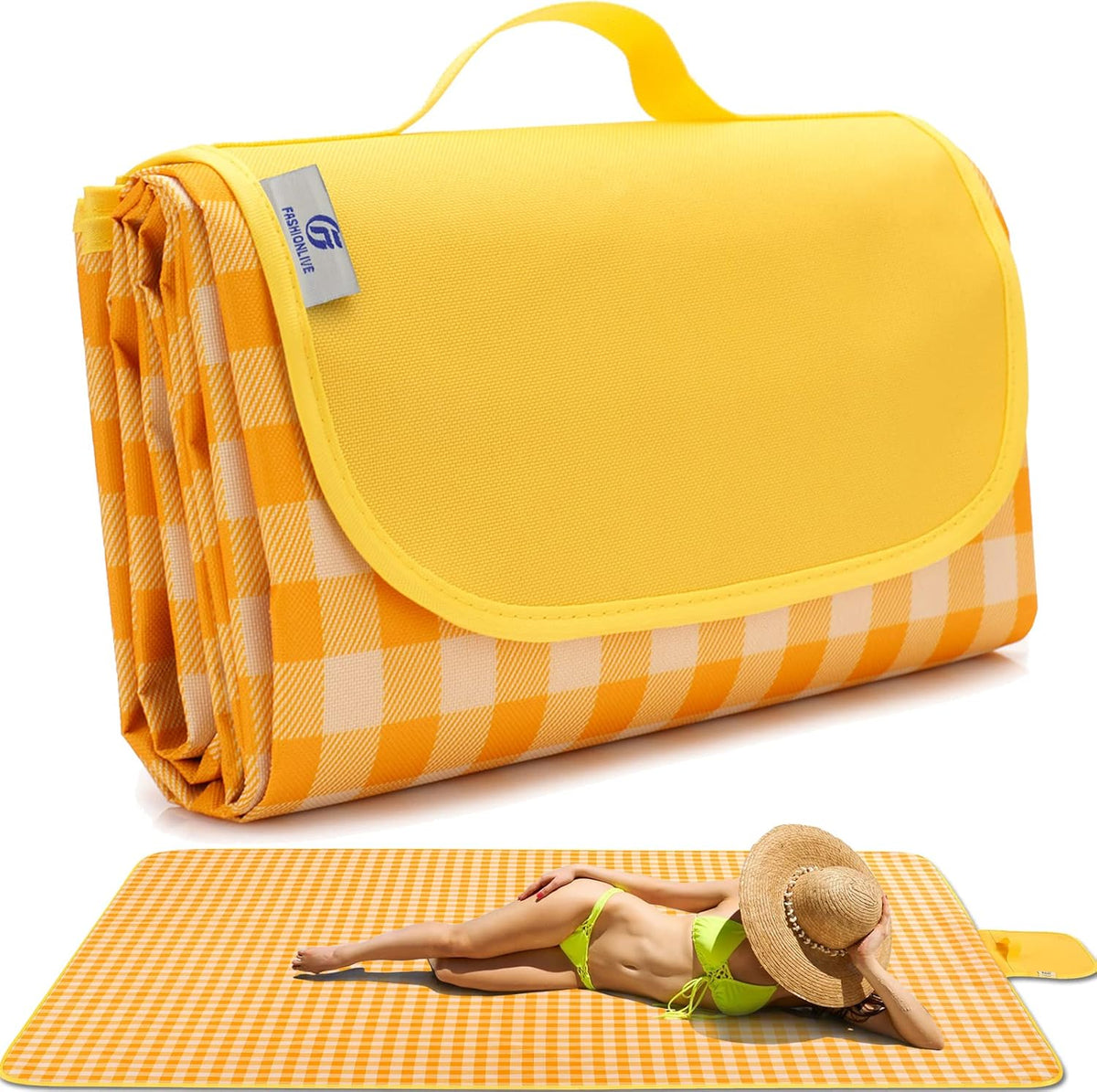 Beach Blanket Extra Large Picnic Blanket Outdoor Blanket Waterproof Sand Free Oversized Camping Mat Foldable Portable Handy Tote for Travel Sports Home Yoga Park Grass Lawn, 79"x57"