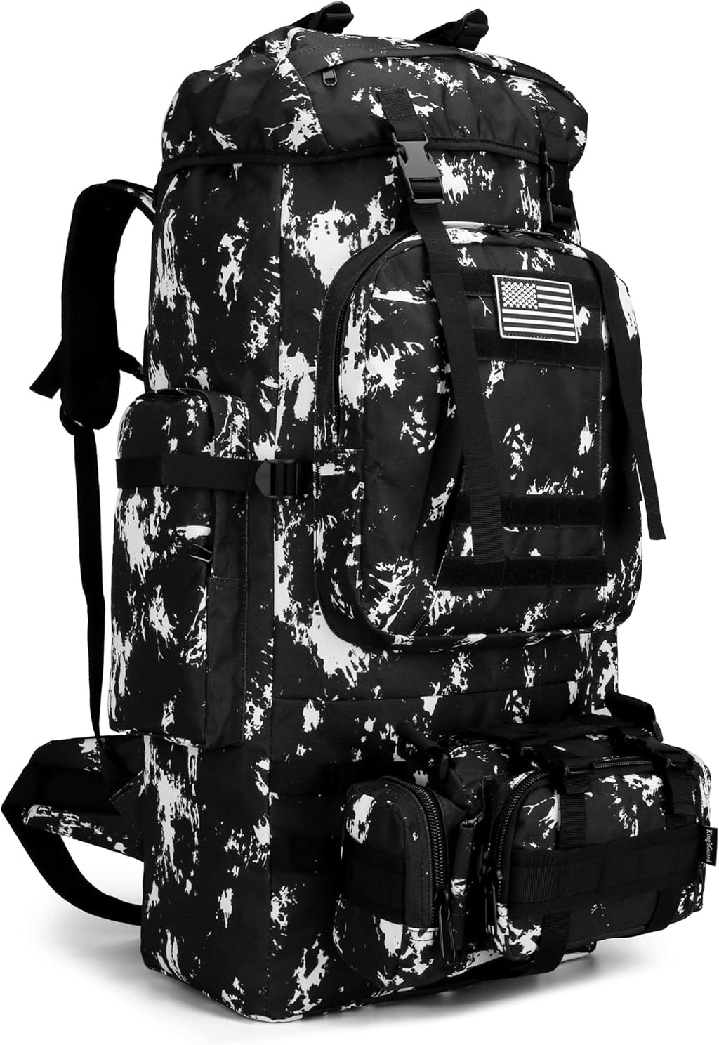 King'sGuard 100L Camping Hiking Backpack Molle Rucksack Military Camping Backpacking Daypack (Black Lighting)