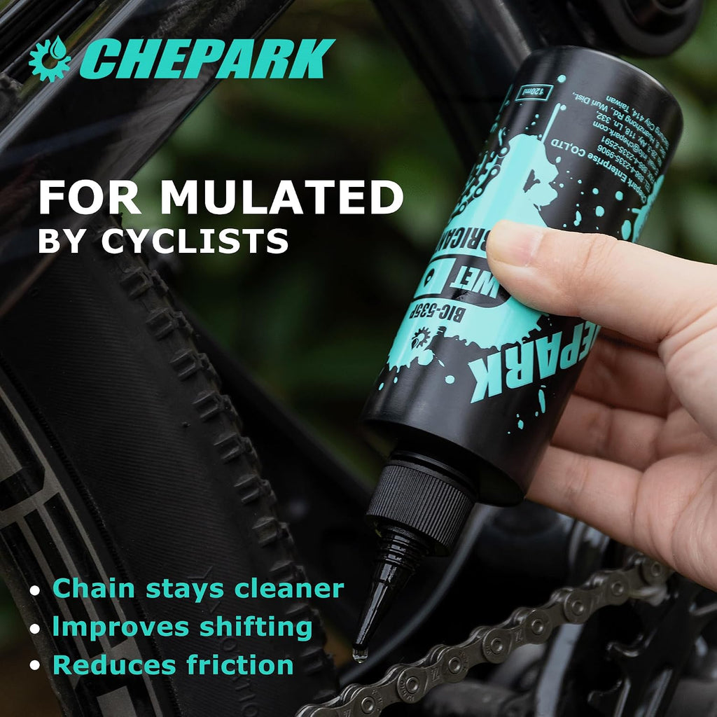 CHEPARK Bike Drivetrain cleaning & lubricating Essentials Kit with Bicycle Degreaser,Bicycle Lubricant Brush Tool- Bicycle Maintenance for Mountain Road Bikes (535P)