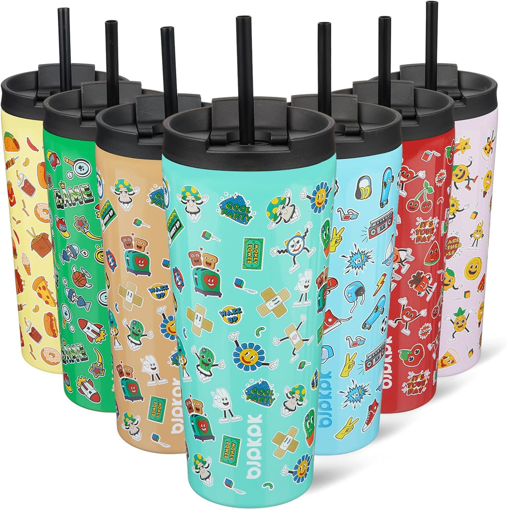 BJPKPK 22 oz Coffee Tumbler with Straw, Insulated Stainless Steel Cup