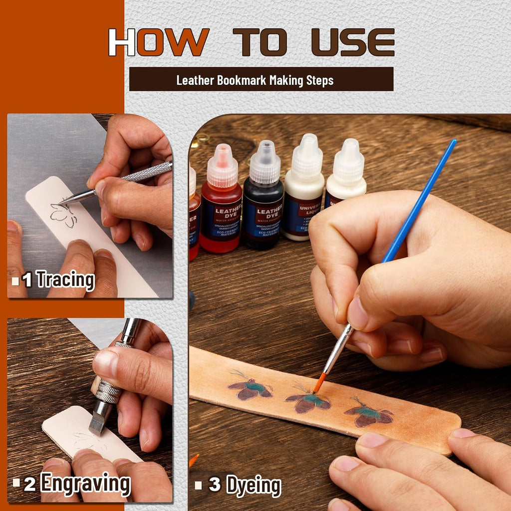 Leather Crafting Kit, Leather Bookmarks Making Kit Tools Supplies Tutorial
