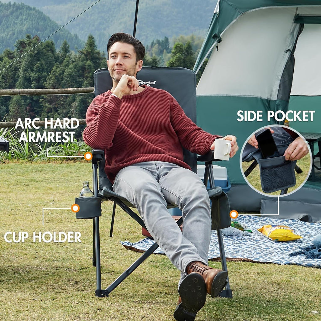 Portal Reclining Camping Chair with Adjustable Back 2 Packs, Gray