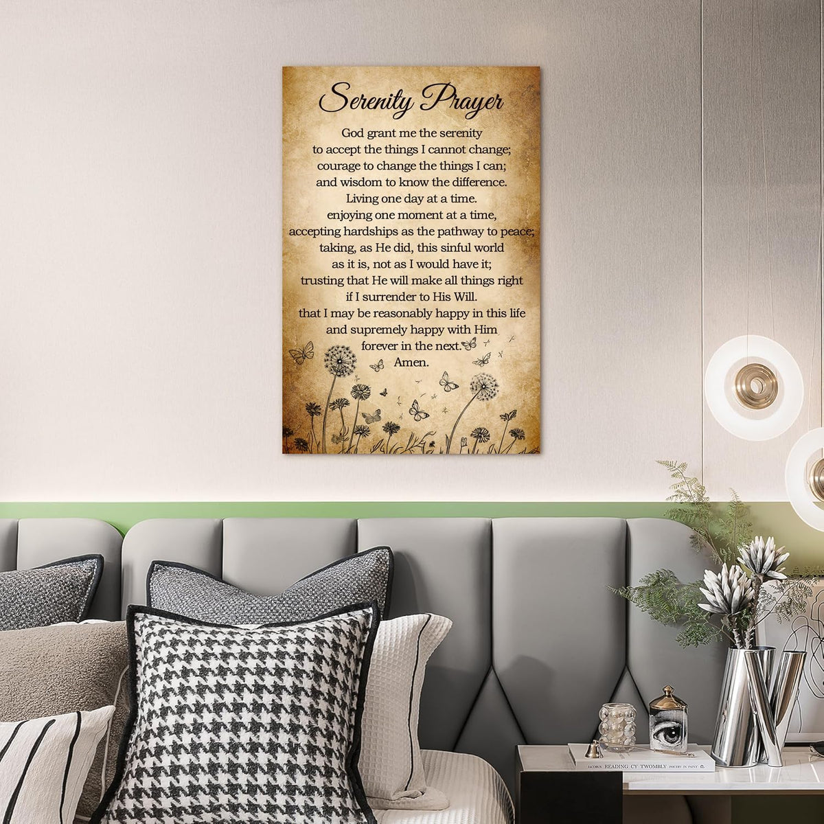 Serenity Prayer Canvas Wall Art Bible Verse Poster God Grant Me The Serenity Religious Inspirational Bible Quote Poster Prints Wall Decor Vintage Framed 16 * 24 Inch