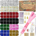 Worthofbest Hot Fix Rhinestone Applicator Tool Kit, 10000Pcs 3/4/5mm Glass Rhinestones & 5mm Hotfix Pearls, Rhinestone Setter with 6 Tips, Stand, Glove, Tray, Templates for Fabric Clothing DIY