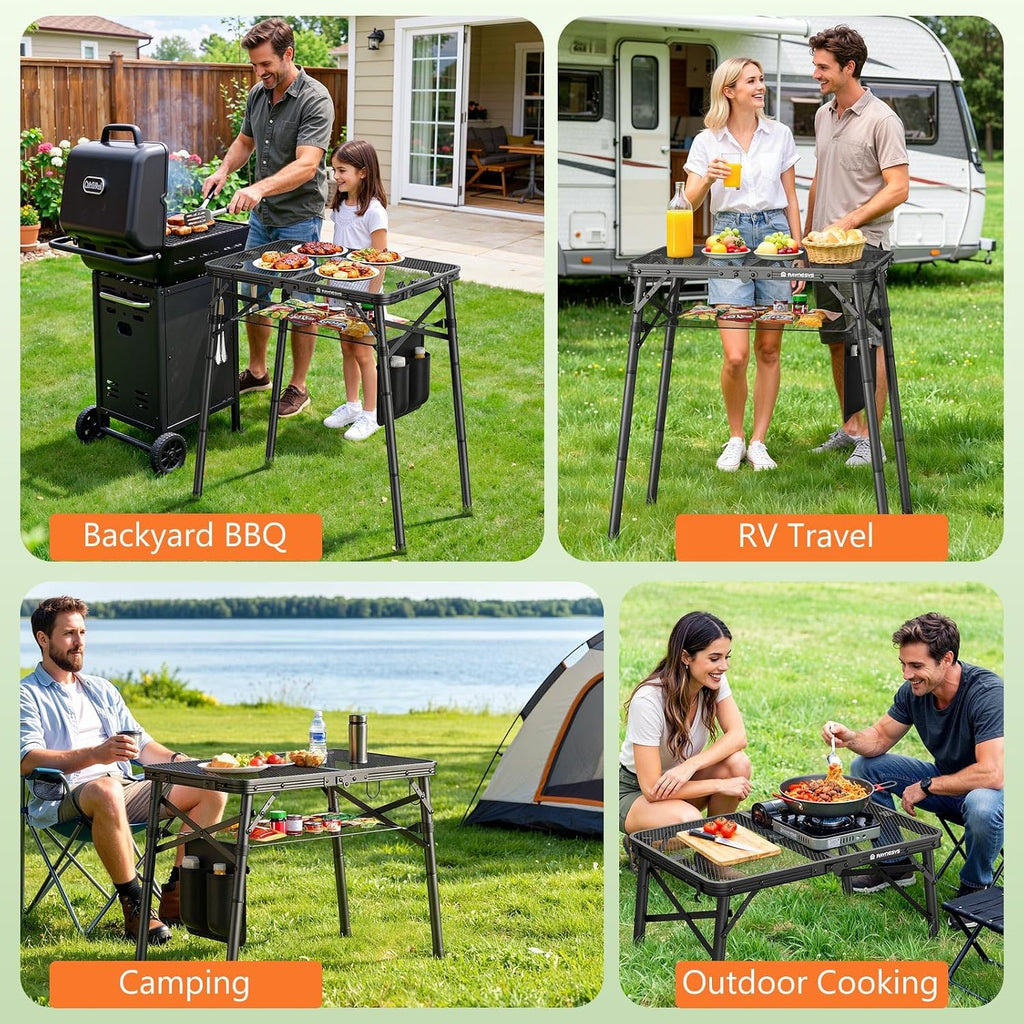 Raynesys Portable Folding Grill Table for Outside for Picnic, Camping