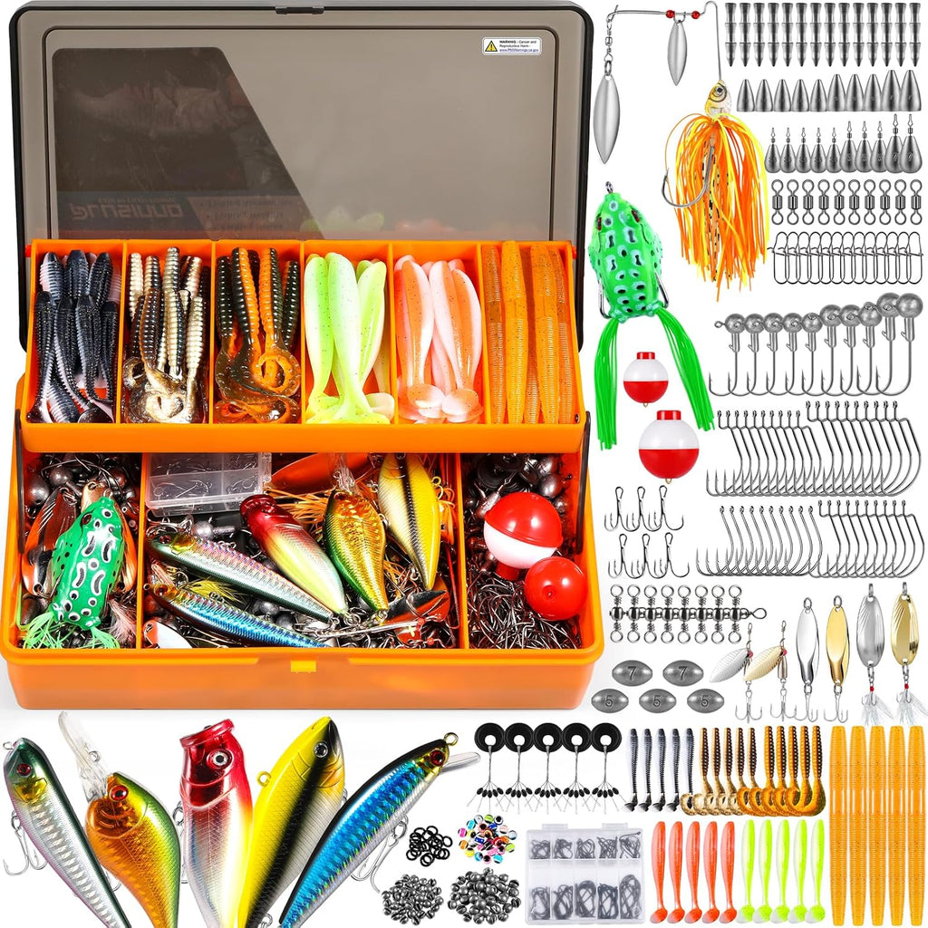 PLUSINNO Fishing Lures Tackle Box - Compact Fishing Gear for Bass Trout
