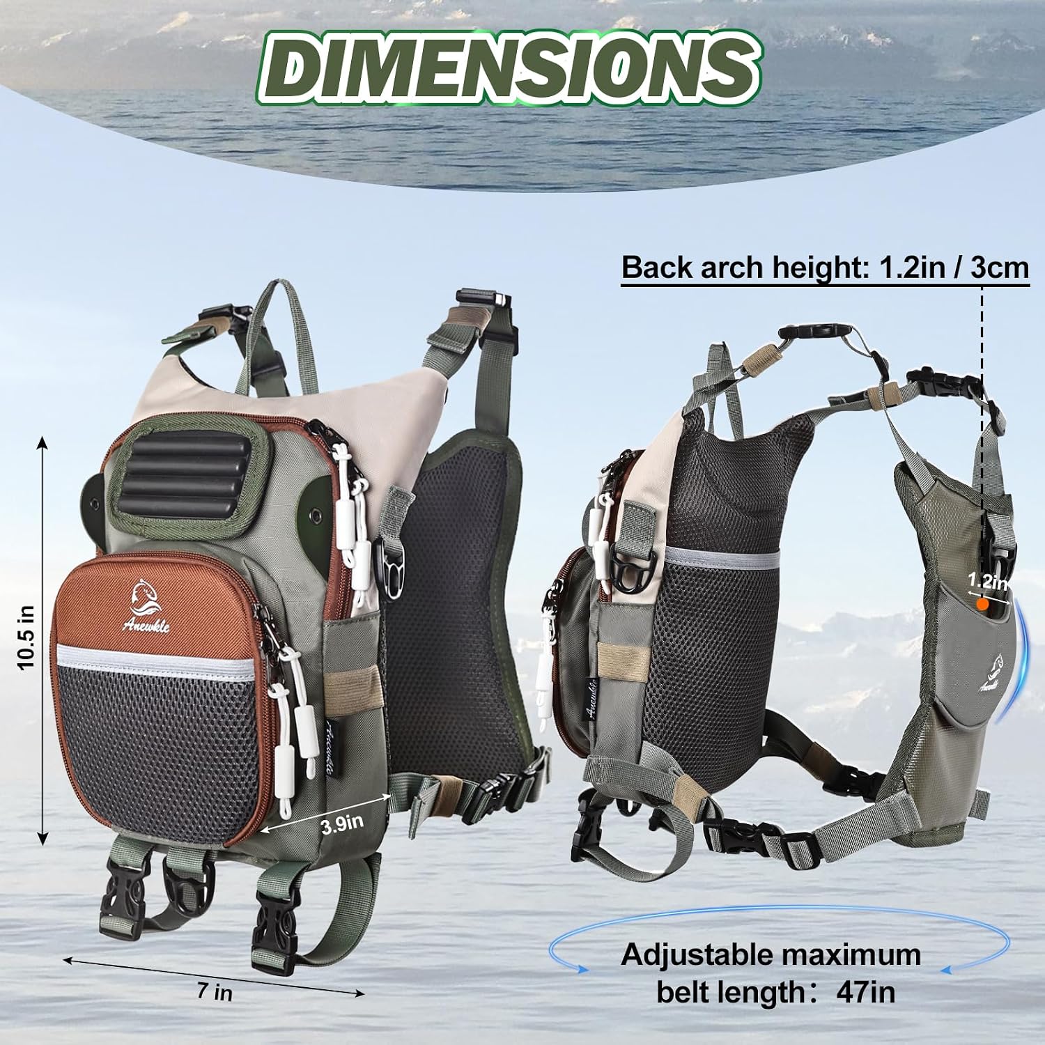 Fly Fishing Chest Pack,Outdoor Waterproof fishing Tackle Chest Bag with Multiple Compartments, Small Wade fishing,Can accommodate multiple fishing equipment/flying boxes