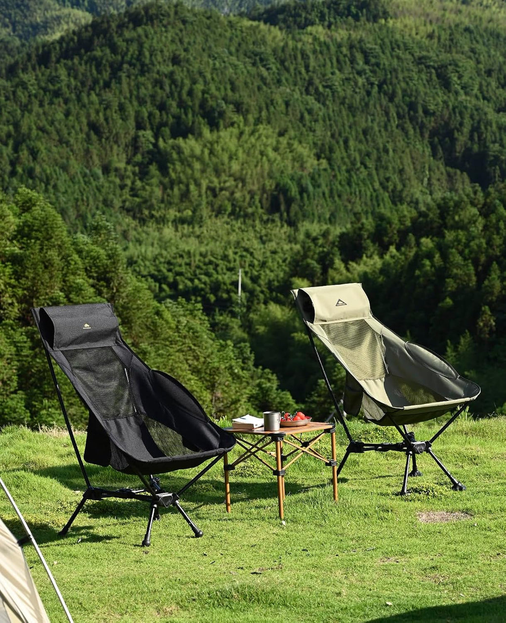 iClimb Ultralight Compact Folding Anti-Sinking Chair, High Back, Black
