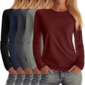 Huukeay 5 Pack Women's Crew Neck Long Sleeve Shirts