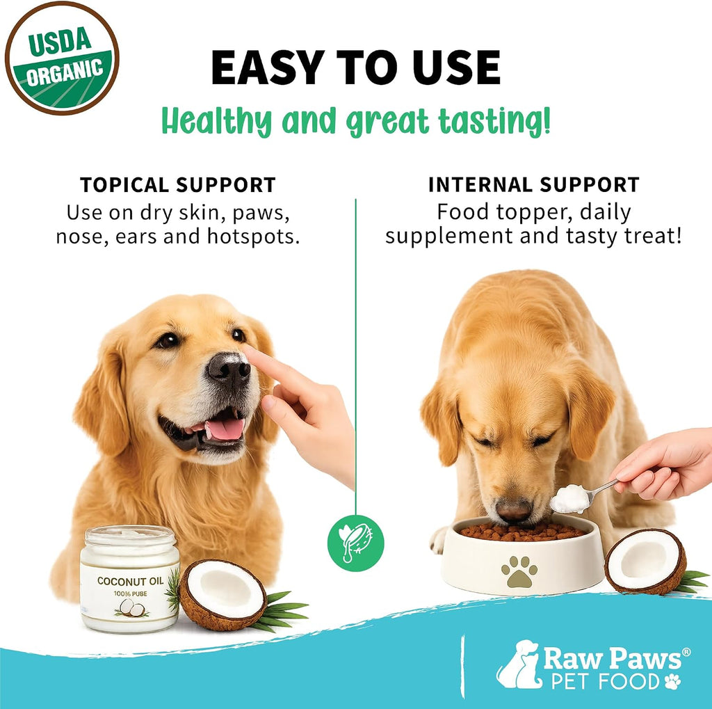 Raw Paws Virgin Organic Coconut Oil for Dogs & Cats (4-oz) - Skin & Coat