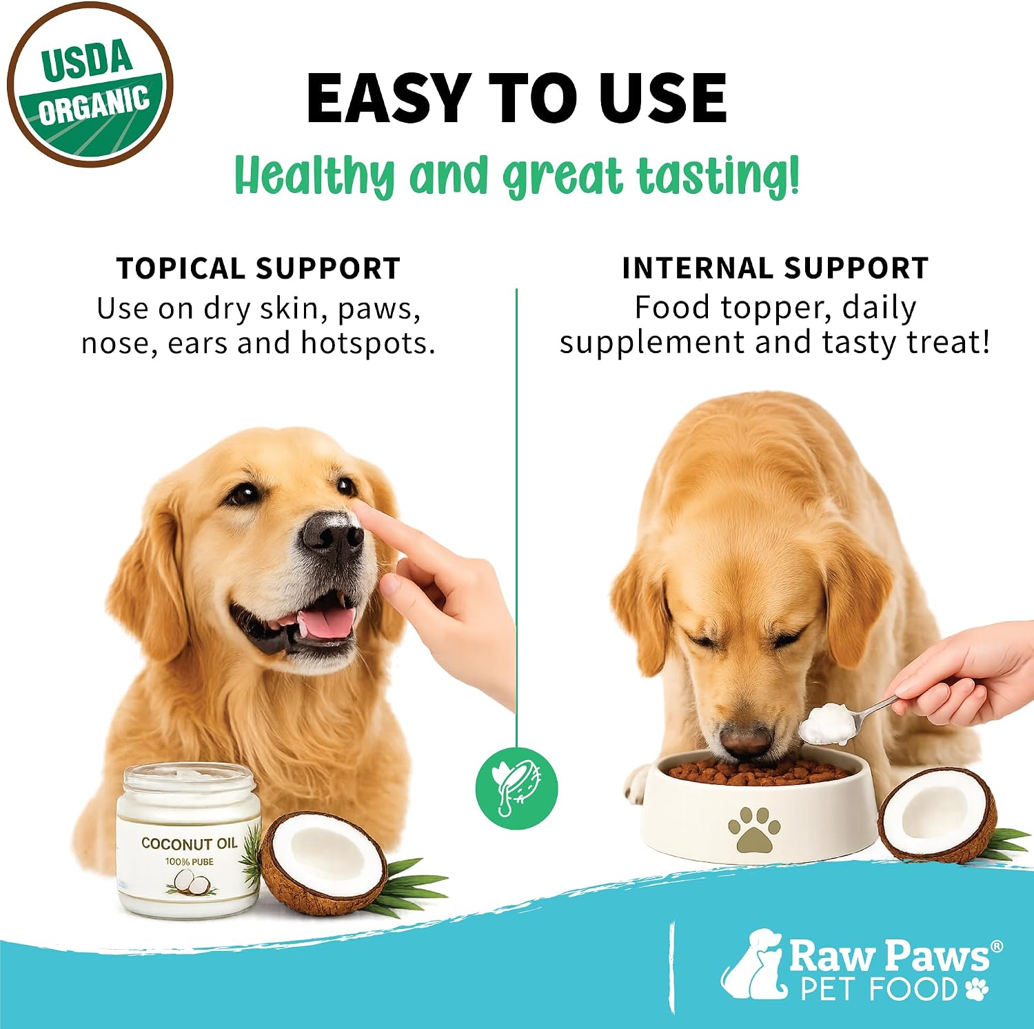 Raw Paws Virgin Organic Coconut Oil for Dogs & Cats (4-oz) - Skin & Coat