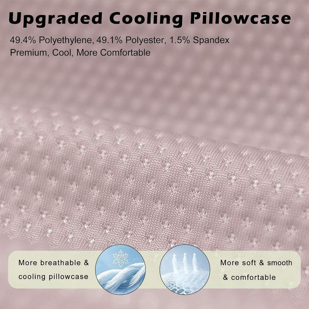 Cooling Travel Pillow, Small Memory Foam Camping Pillow with Adjustable Buckle Strap & Storage Bag, Compact Small Pillow for Airplane, Car Lumbar, Office, Washable Cooling Cover, Sakura Pink