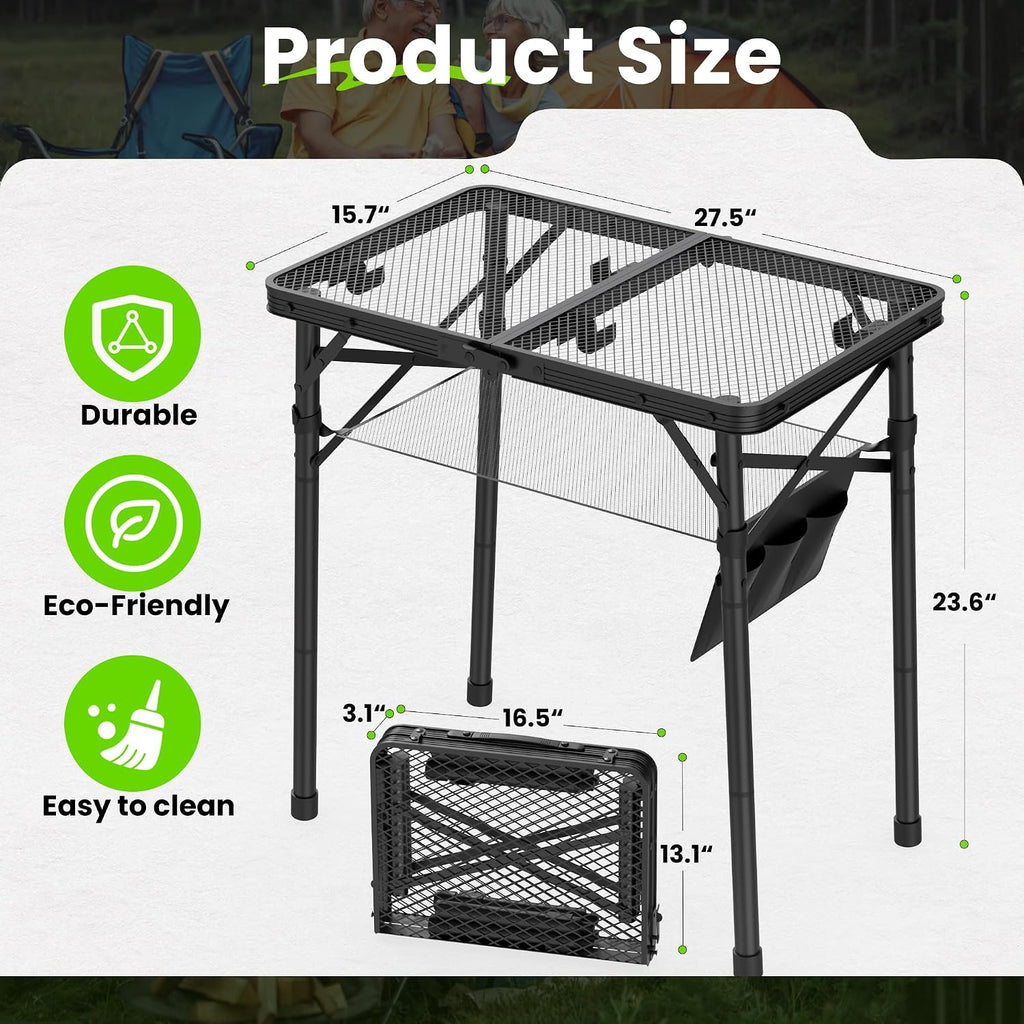 WildFinder Folding Grill Table, 2x1.3 FT Portable Camping Table, Foldable
