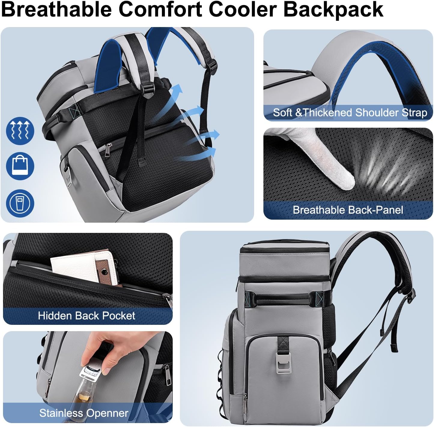 Weitars Insulated Cooler Backpack,Waterproof Soft Cooler Bag 31L/52 Can