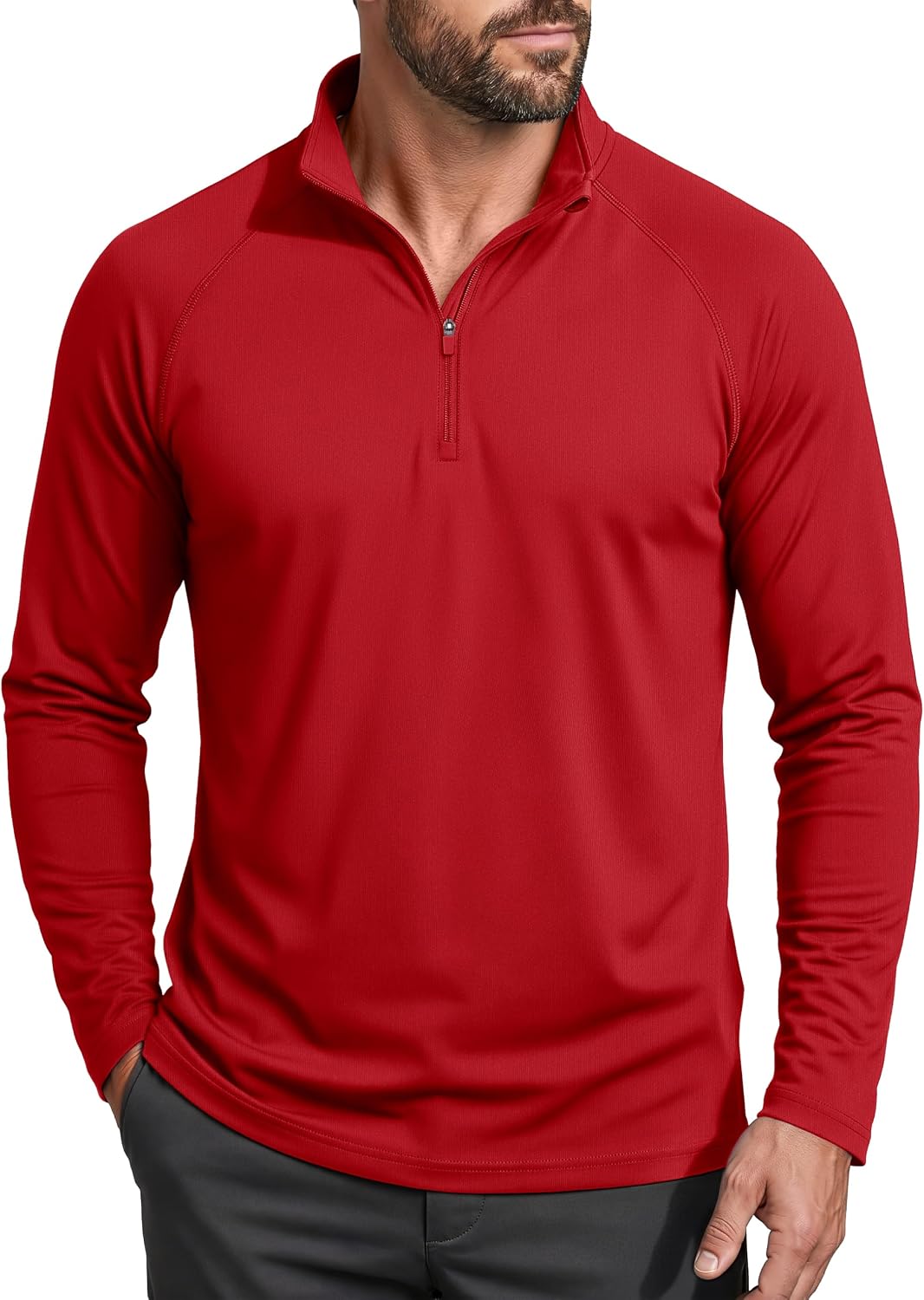 MAGCOMSEN Men's Long Sleeve Sun Shirts UPF 50+ Tees 1/4 Zip Fishing Running Rash Guard Athletic T-Shirts