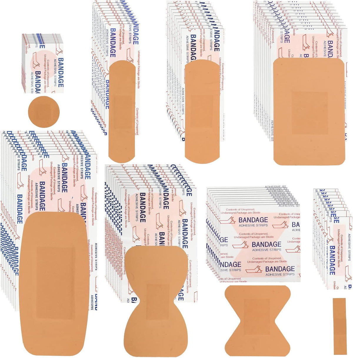 Lounsweer 720 Pcs Assorted Bandage Bulk Waterproof Adhesive Variety Bandage
